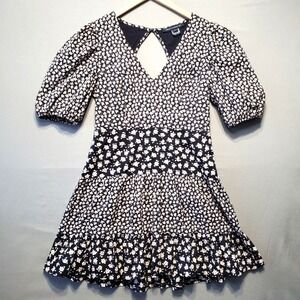 French Connection Floral Babydoll Dress Cottagecore Coquette Puff Sleeve Women 8